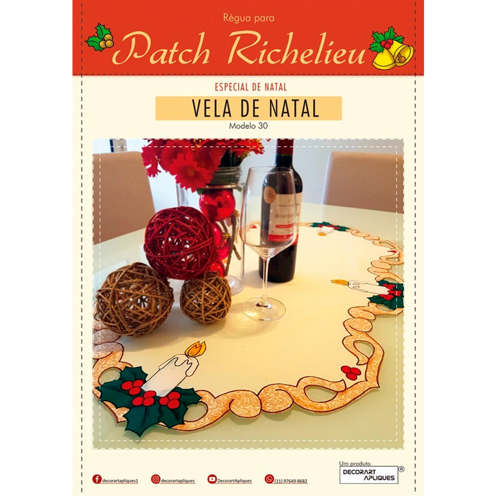 Régua Patch Richelieu Especial de Natal - Modelo 30 - Vela de Natal - African Artesanato