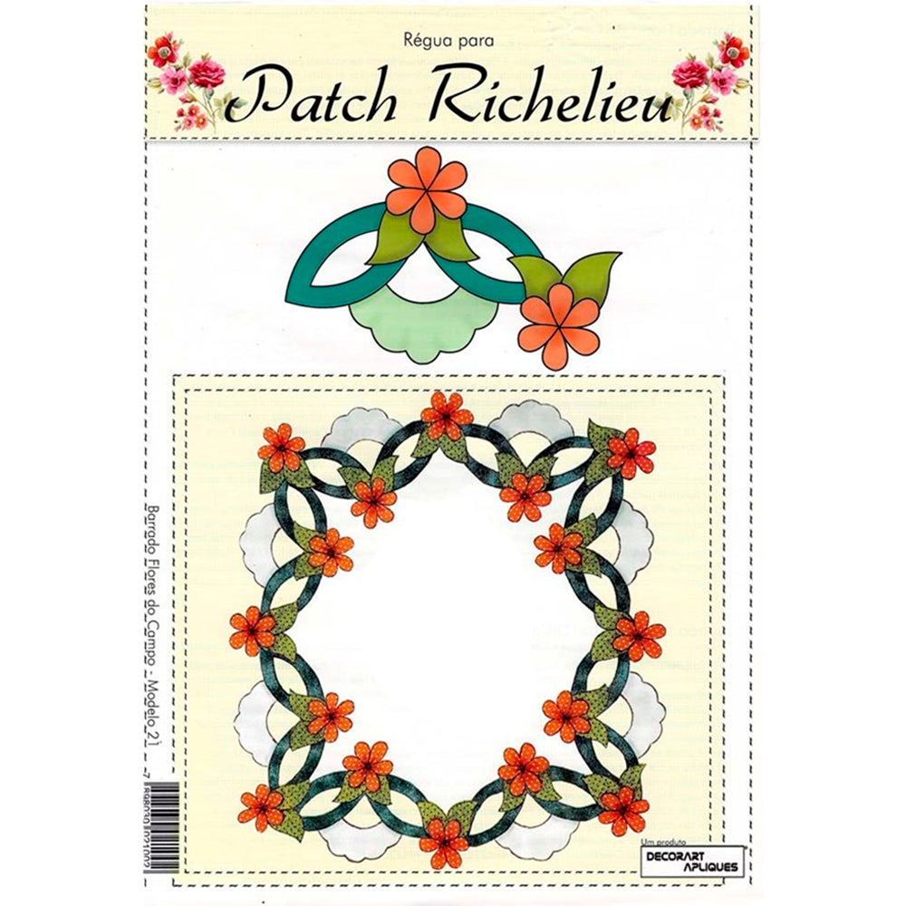 Régua para Patch Richelieu Márcia Caires - Barrado Flores do Campo - Modelo 21 - African Artesanato