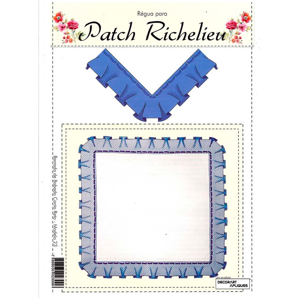 Régua para Patch Richelieu Márcia Caires - Barrado de Babado Canto Reto - Modelo 23 - African Artesanato