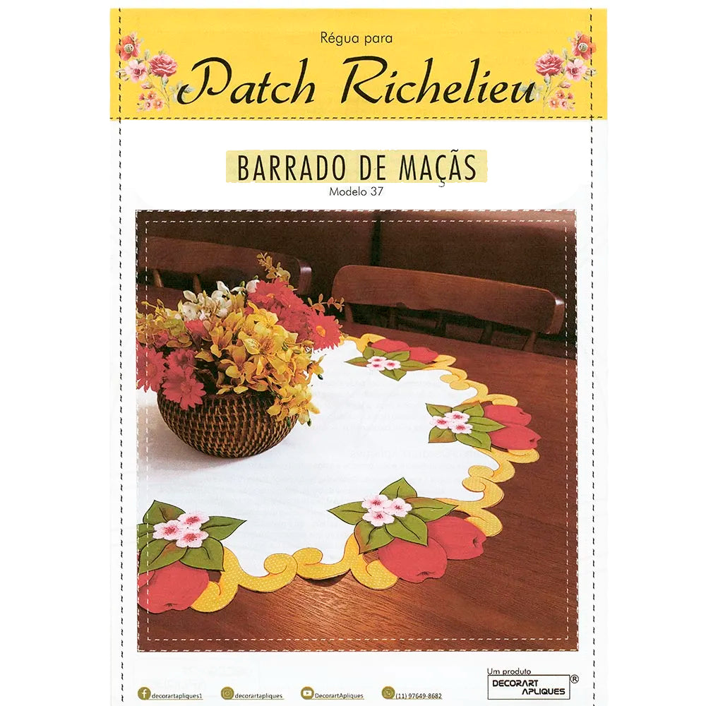 Régua para Patch Richelieu Márcia Caires - Barrado de Maçãs - Modelo 37 - African Artesanato
