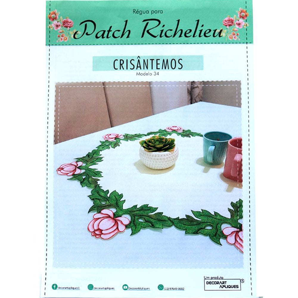 Régua para Patch Richelieu Márcia Caires - Crisântemos - Modelo 34 - African Artesanato