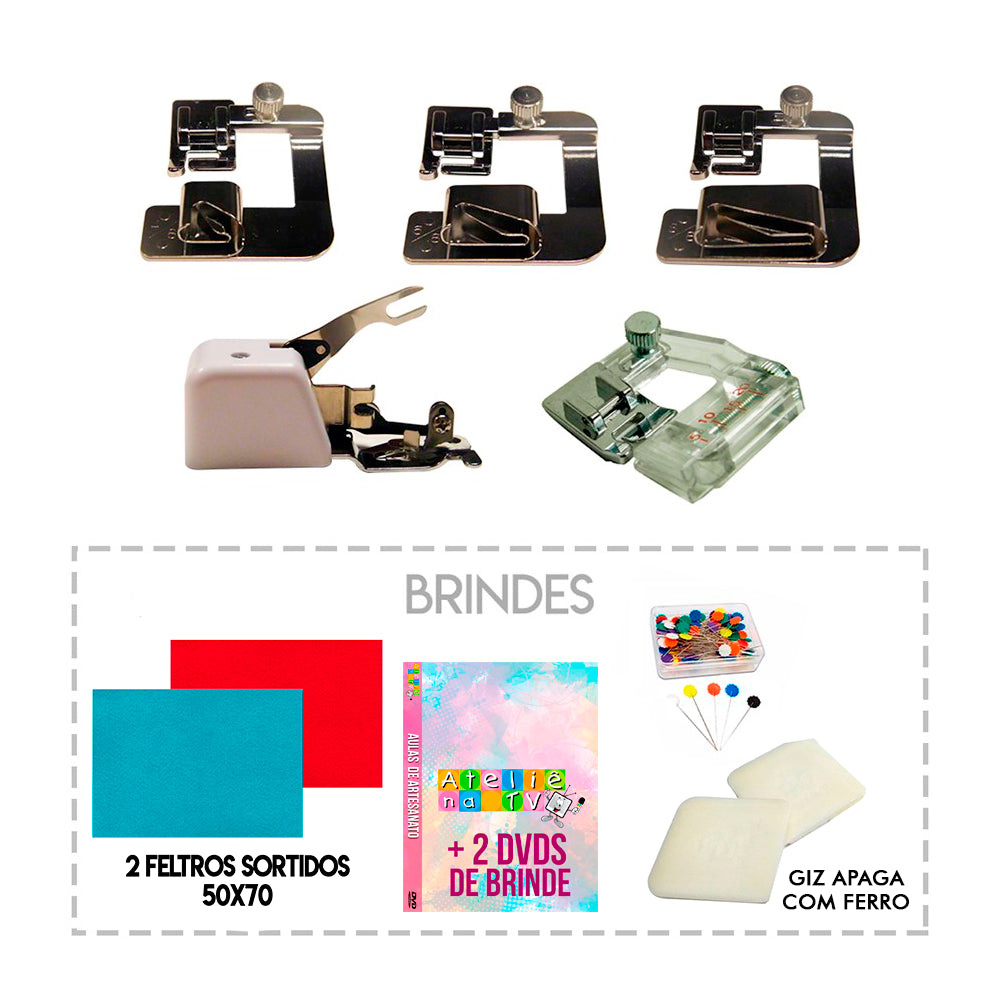 Kit Overlock + 3 Bainhas + Viés com Regulagem + Brindes - African Artesanato