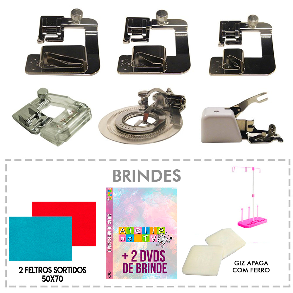 Kit Overlock + Ponto Flor + Viés com Regulagem + Bainhas Enroladas (+ BRINDES) - African Artesanato