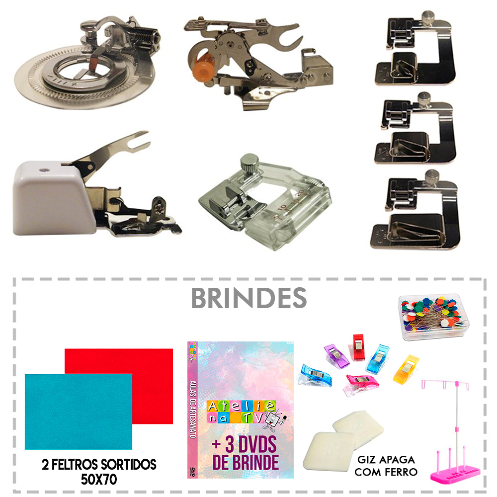 Kit Overlock + Ponto Flor + Viés com Regulagem + Pregas e Franzir + Bainhas Enroladas (+BRINDES) - African Artesanato