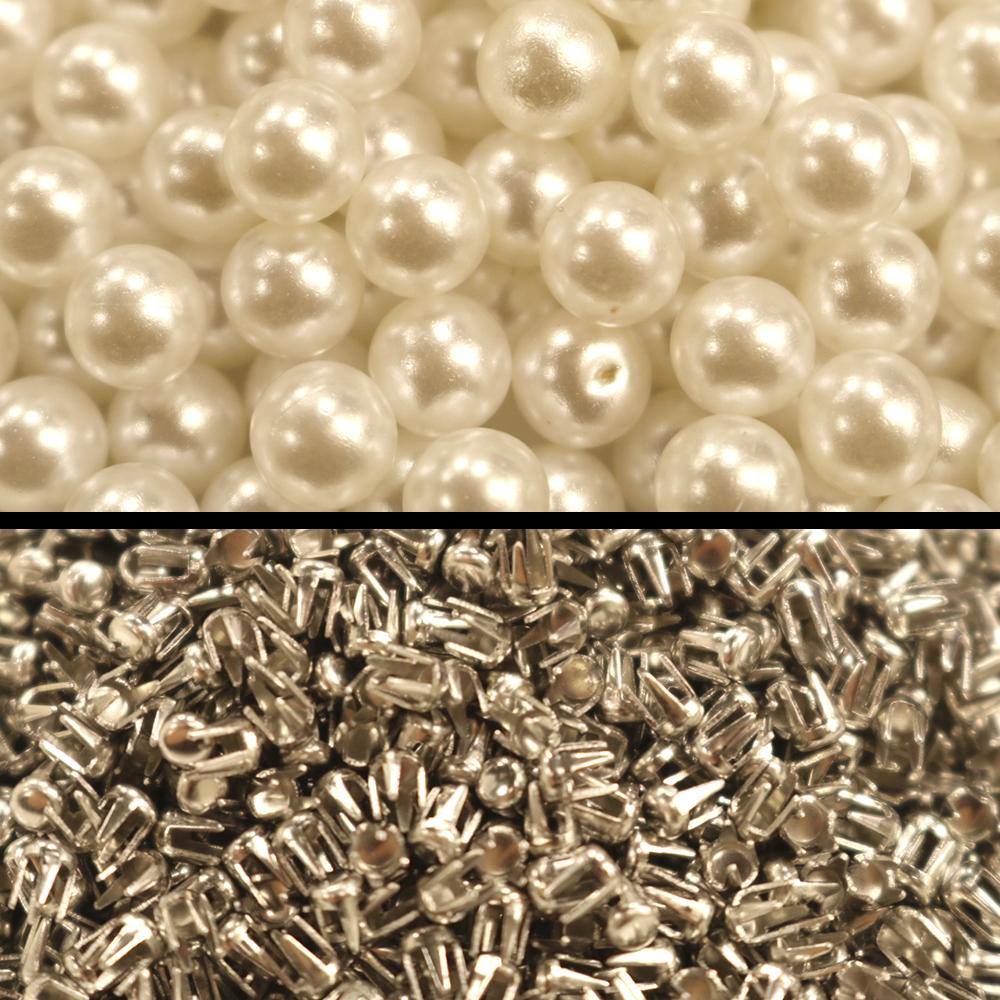 Pérola ABS Branca 1000 Unidades + 1000 Grampos - African Artesanato