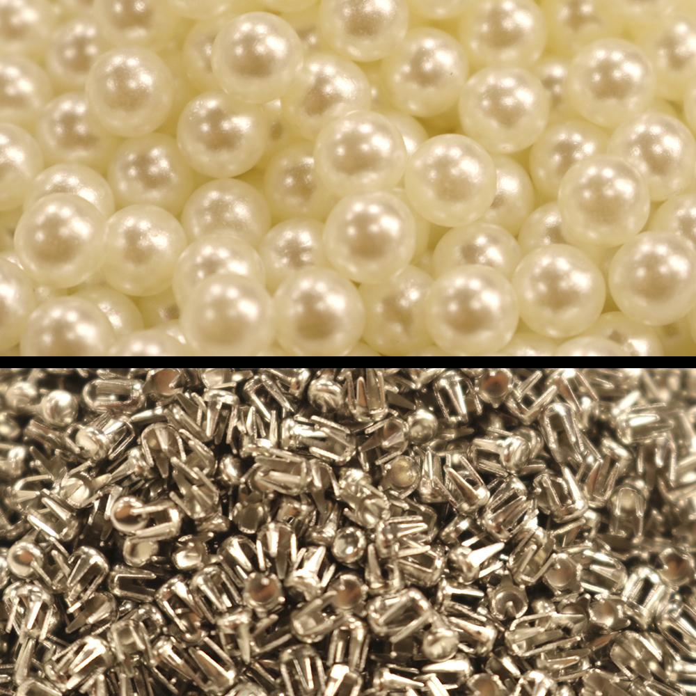 Pérola ABS Natural 1000 Unidades + 1000 Grampos - African Artesanato