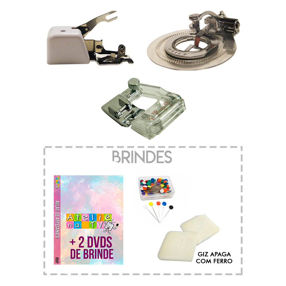 Kit Overlock + Ponto Flor + Viés com Regulagem + Brindes - African Artesanato