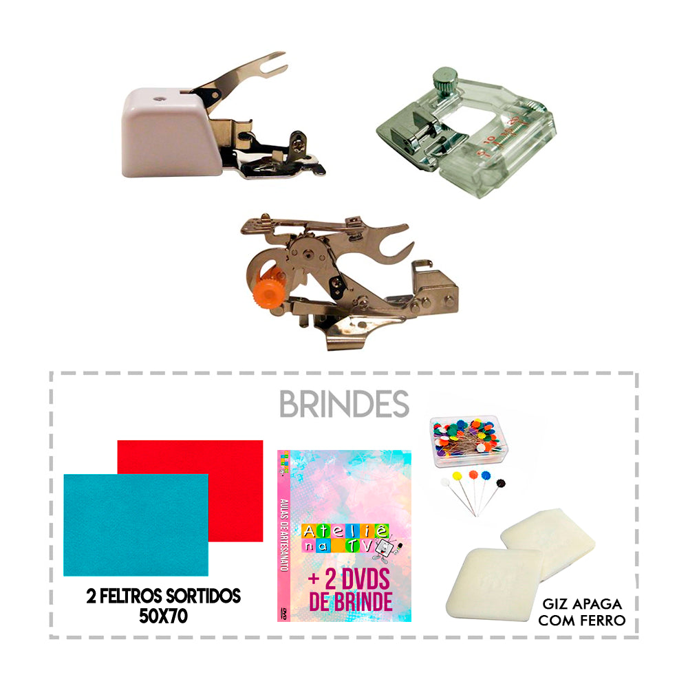 Kit Overlock + Pregas e Franzir + Viés com Regulagem + Brindes - African Artesanato